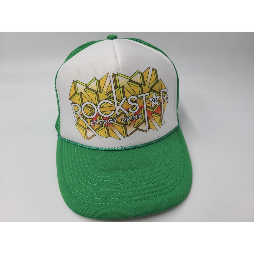 Rockstar Energy Drink Rope Mesh Trucker Snapback Hat Cap Sports Men White Green